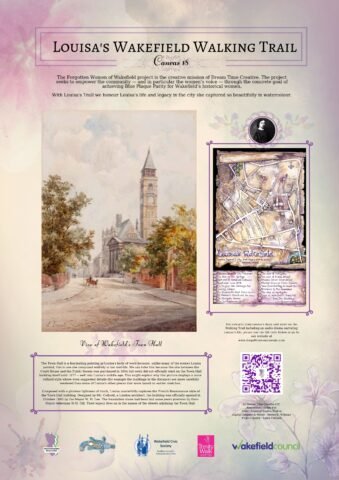Canvas-18-View-of-Wakefields-Town-Hall Stop 18 of the Louisa Fennell Walking Trail, Wakefield