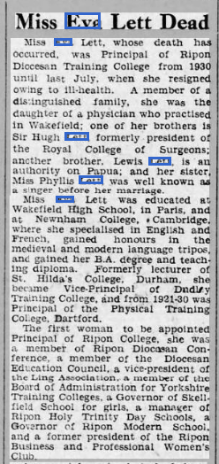 Eva Lett's Obituary