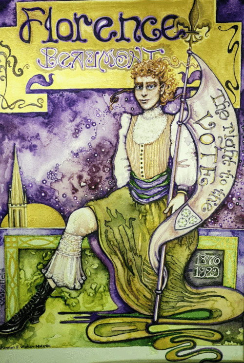 Watercolour of Florence Beaumont, pioneering suffragist