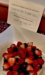 Beyond Braille event: cake & moon script