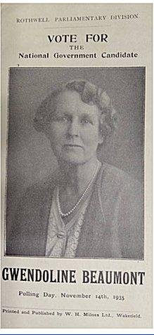 Gwendoline Beaumont election poster 1935
