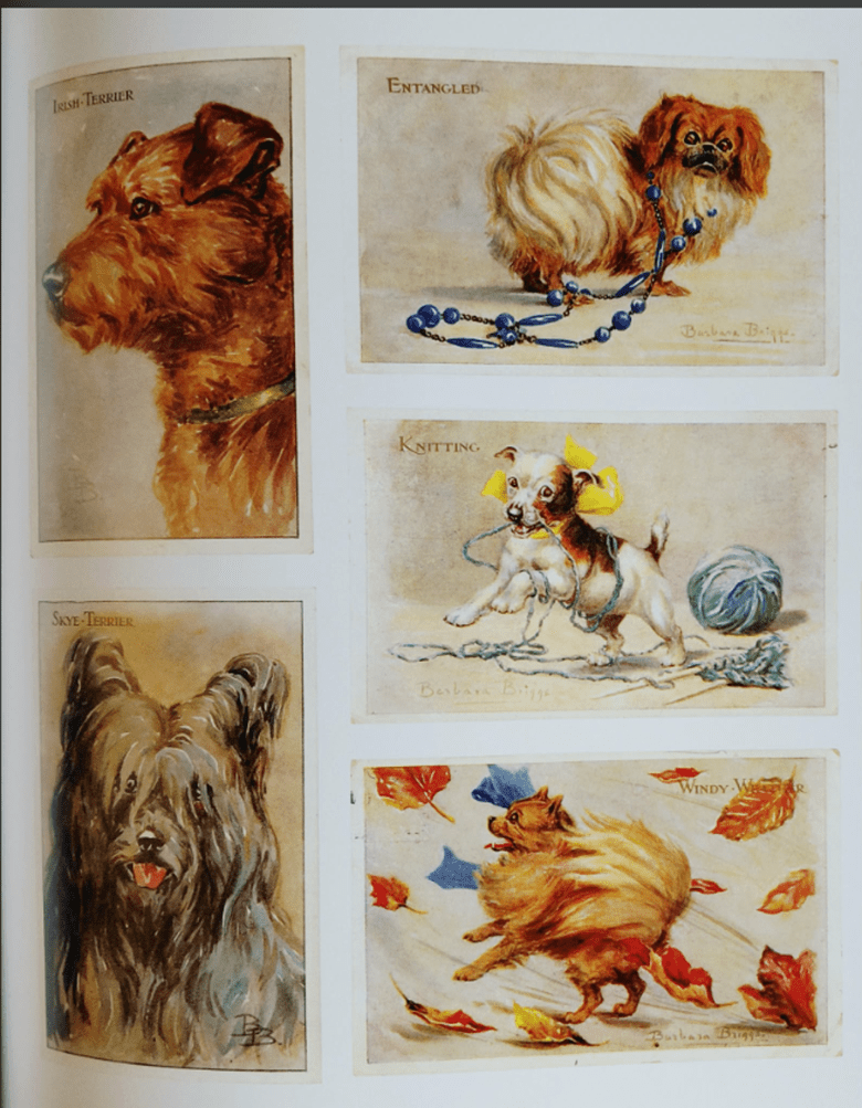 Animal illustration postcards commissioned by publisher Sir Humphrey Sumner Milford, featuring artwork by Barbara Briggs.