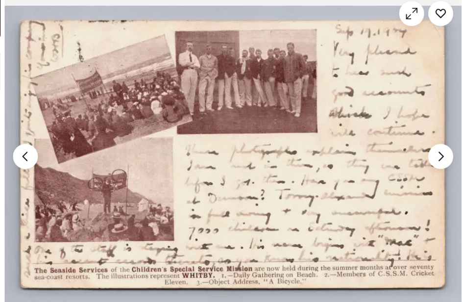 Historical photograph of Children's Special Service Mission beach activities, English Ecumenical Movement, early 1900s