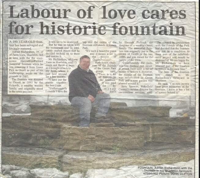 Wakefield Express clipping, showing the adoption of the fountain for restoration